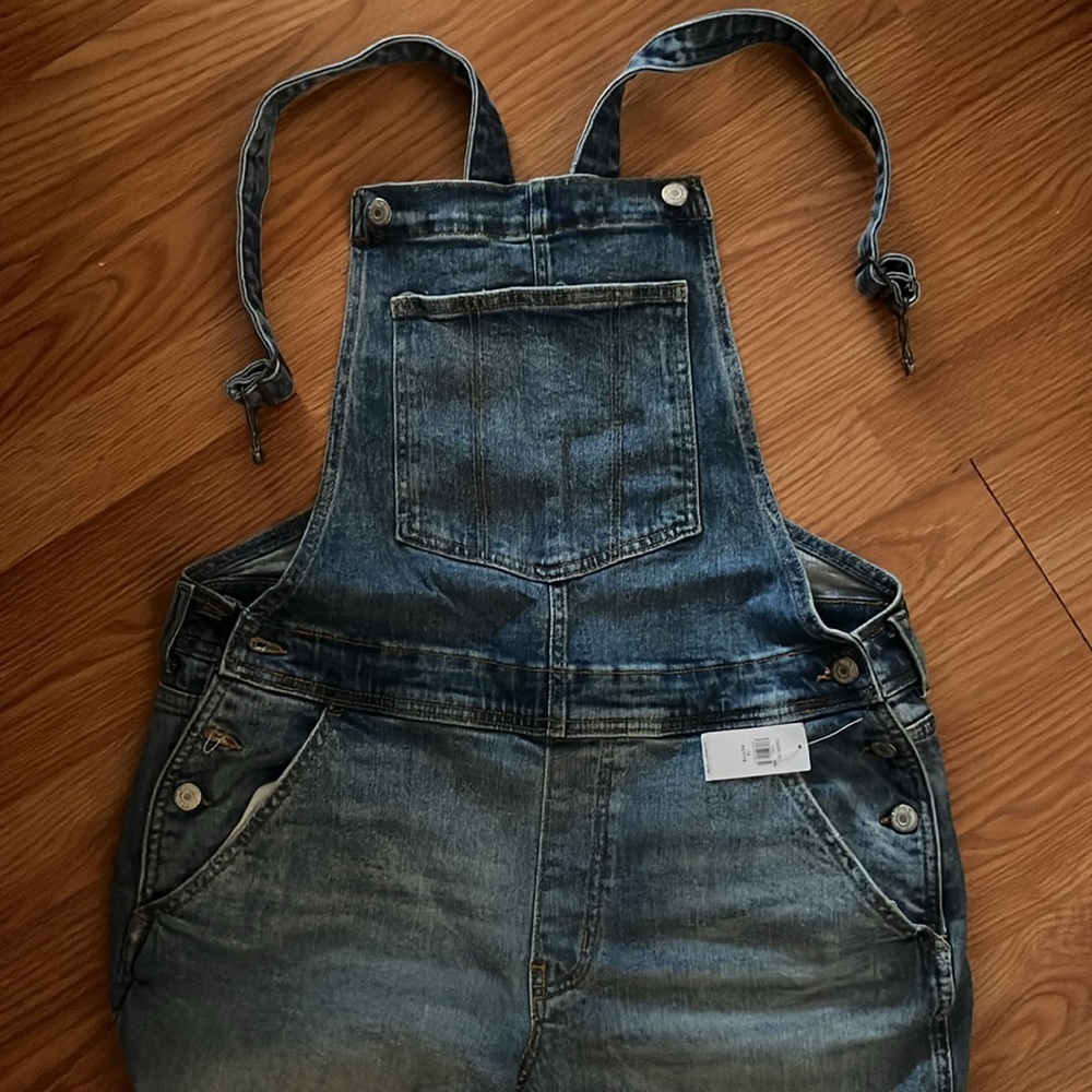 Old Navy OG Straight Workwear Jean Overalls 12 Petite - Picture 4 of 7